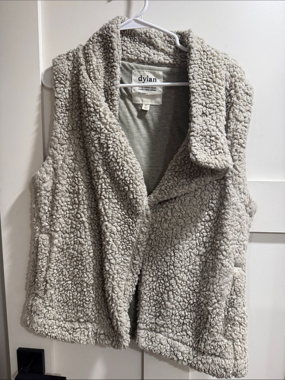 dylan Cream Sherpa Vest with Pocket Detail